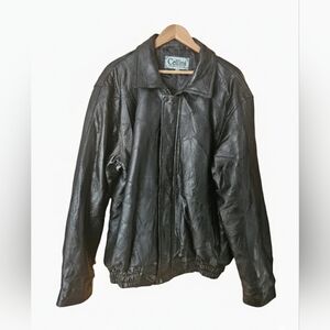 Cellini Men's Classic Black Leather Bomber Jacket